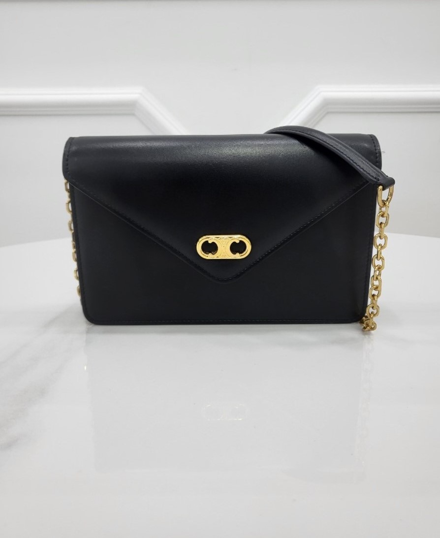 [미다스] 셀린느 메일론 월렛 온 체인 숄더백 블랙 10F823CQR