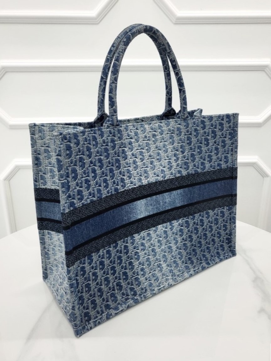 [미다스] 디올 오블리크 자카드 블루 북토트 라지 M1286ZEGC