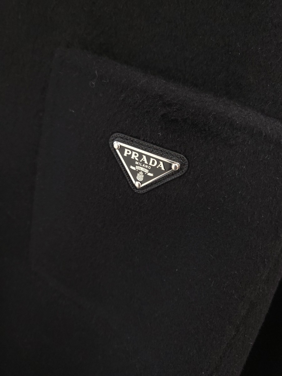 [미다스] 프라다 캐시고라 벨트 후드 코트 블랙 P629PK 44 새상품