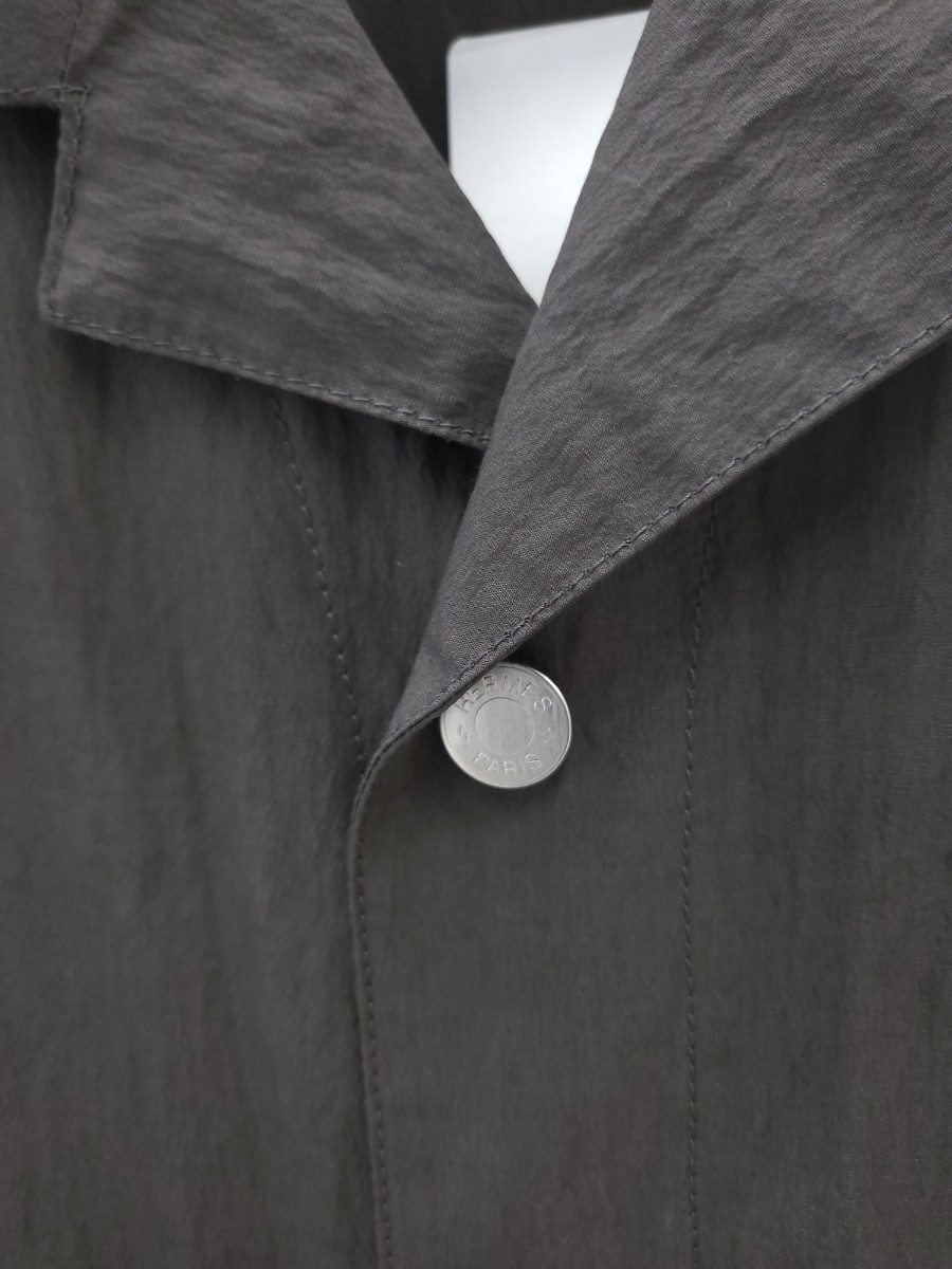 []미다스] 에르메스 남성 반팔 오버 스냅 셔츠 H452400HG5K48 블랙