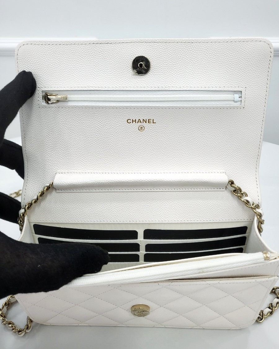 [미다스] 샤넬 클래식 WOC 캐비어 화이트 샴페인골드 내장칩 AP0250